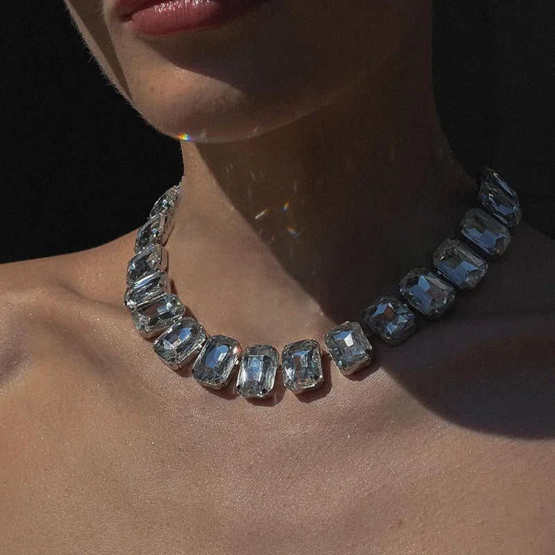 Stonefans Green Crystal Choker Luxury Designer Necklace