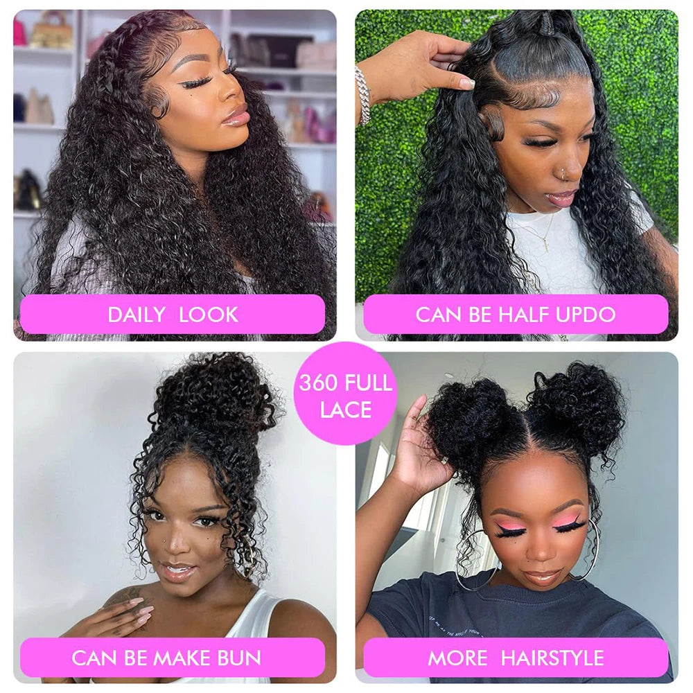 Invisi Strap HD 360 Full Lace Wig Human Hair 250 Density Precut 360 Lace Front Wig Deep Curly Glueless Wig Human Hair Wig