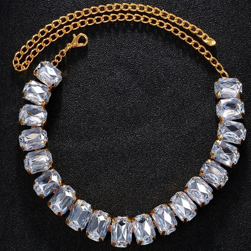 Stonefans Green Crystal Choker Luxury Designer Necklace
