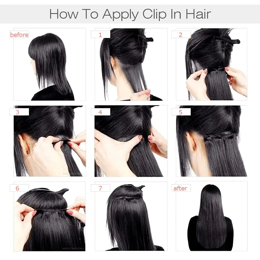 8Pcs/120g 12-24 inch Clip in Hair Extensions Straight 100% Brazilian Remy Human Hair for Women