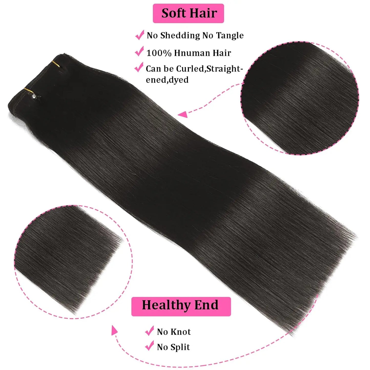 8Pcs/120g 12-24 inch Clip in Hair Extensions Straight 100% Brazilian Remy Human Hair for Women