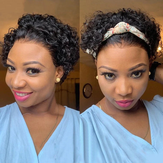 Pixie Cut Lace Wig 99J Curl Short Bob Human Hair
