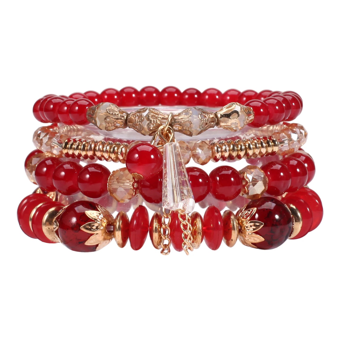 Women Multilayered Bracelet Pendant Charm Stretch Bangles