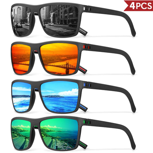 The Ultimate Trio/Quad Designer Box Polarized Colorful Sunglasses for Men and Women Suitable for Driving, Fishing, Outdoor Sports UV400