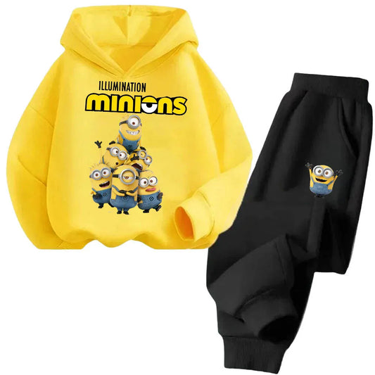 Boys and Girls Cartoon Printed Minions Hoodie Sets