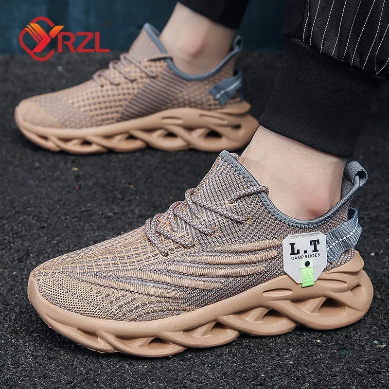 YRZL Men Sports Running Black Casual Jogging Shoes