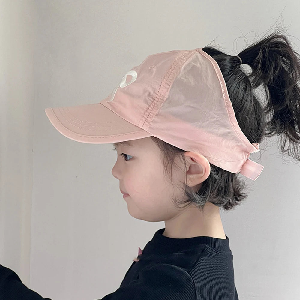 Fashion High Ponytail Kids Boy Girl Sun Quick Drying Baseball Adjustable Travel Caps