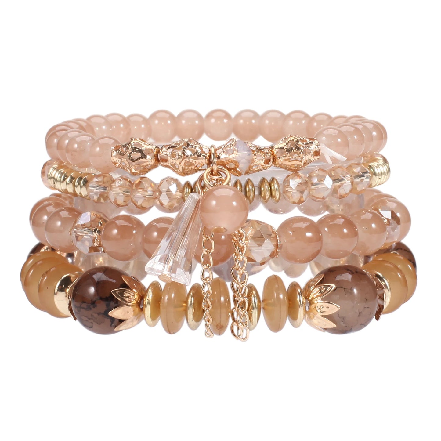 Women Multilayered Bracelet Pendant Charm Stretch Bangles
