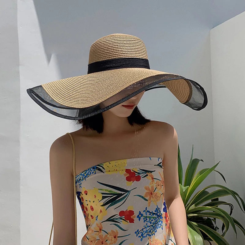 Women Big Brim Sun Visors Bucket Panama Hat