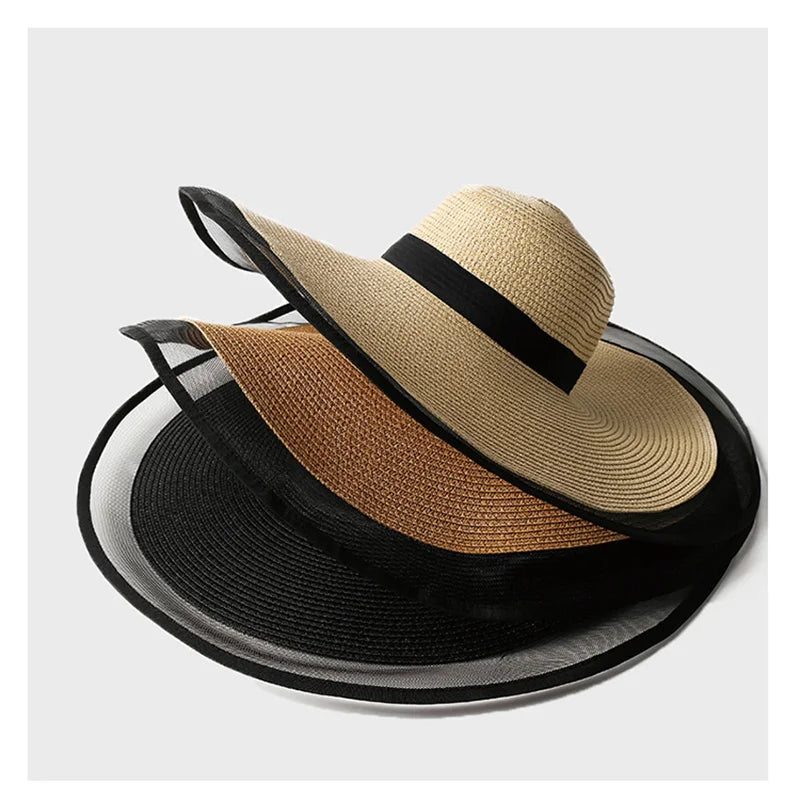 Women Big Brim Sun Visors Bucket Panama Hat