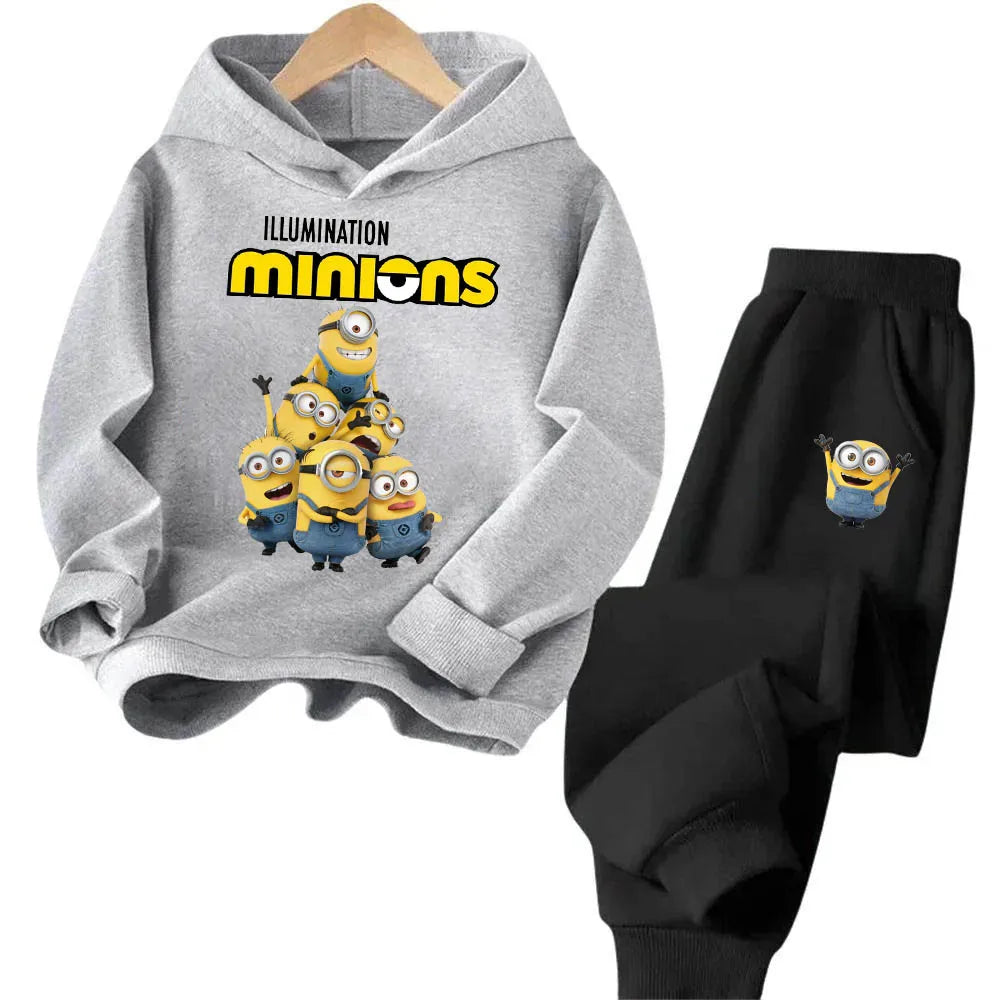 Boys and Girls Cartoon Printed Minions Hoodie Sets