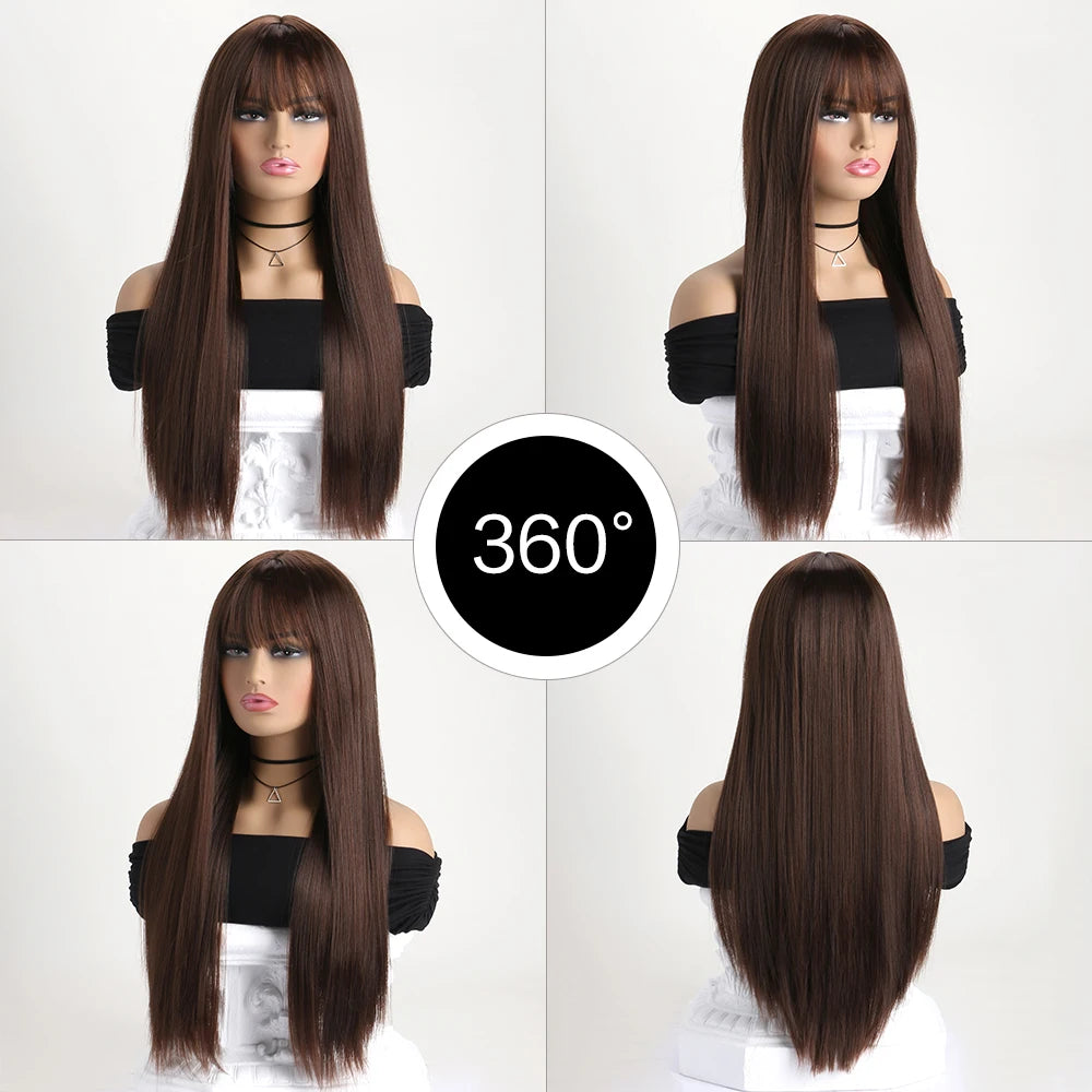 26 Inch Color Wig Long Straight Synthetic Wig for Women Fashion Wig  ﻿