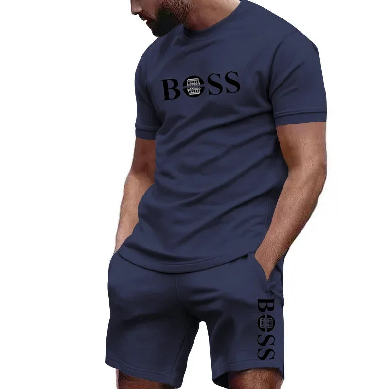 Men's 2 PCS Sportswear Short Sleeved T-Shirt and Shorts
