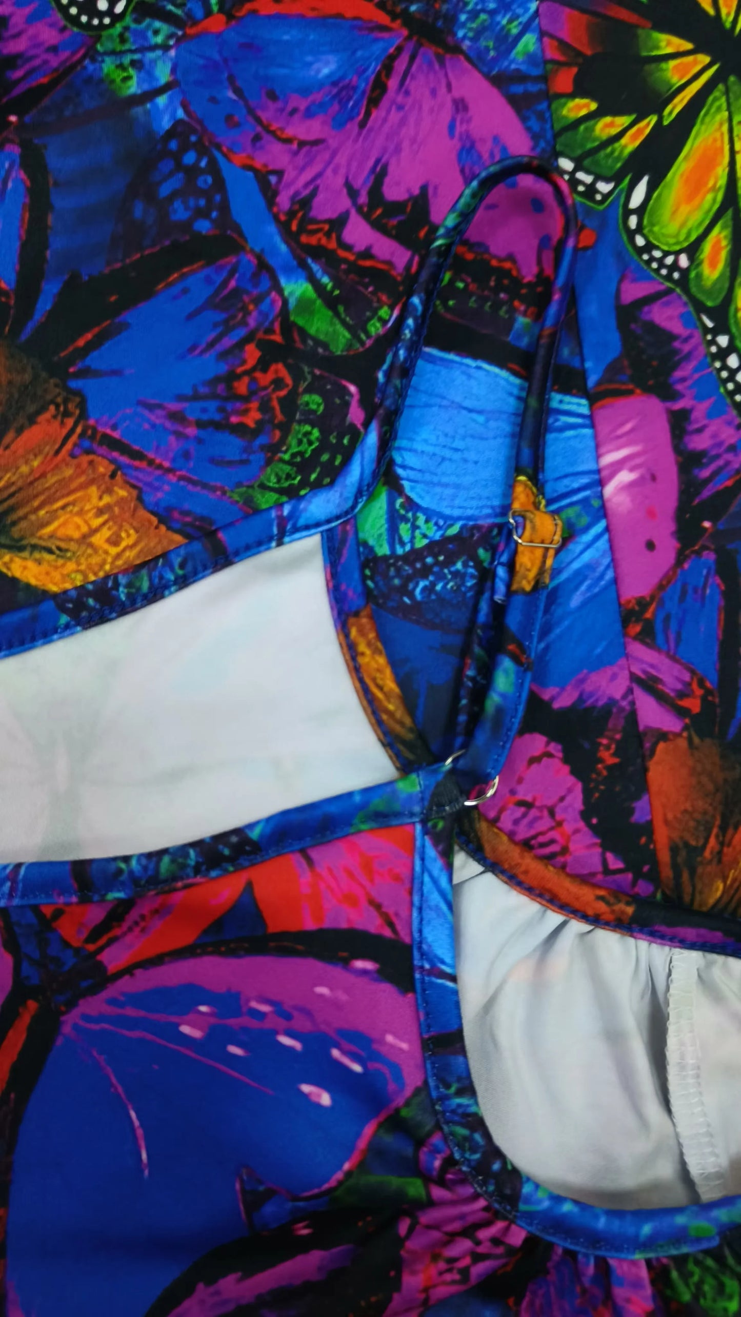 Plus Size Butterfly Print Slip Romper, Casual Sleeveless Pockets Romper, Women's Plus Size Clothing