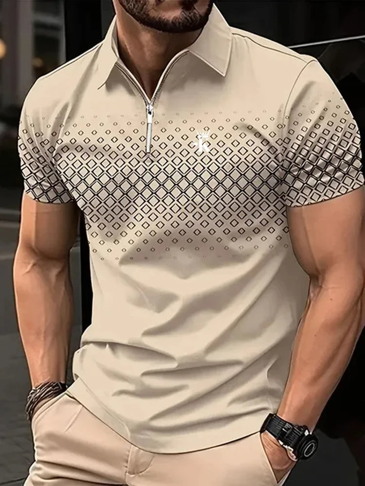 3D Printed Colorful Men's Golf Polo Short Sleeve Shirt