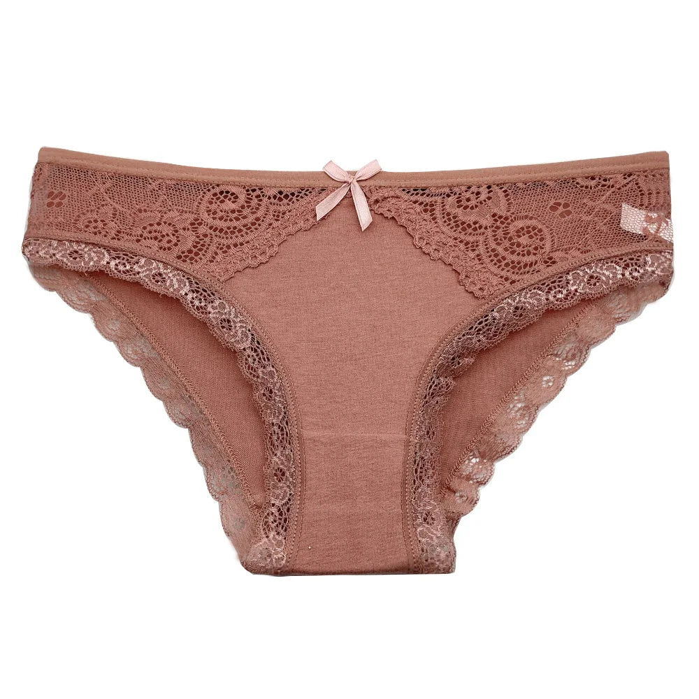 5 PCS New Arrival Low Rise Ladies Sexy Lace Lingerie Cotton Briefs