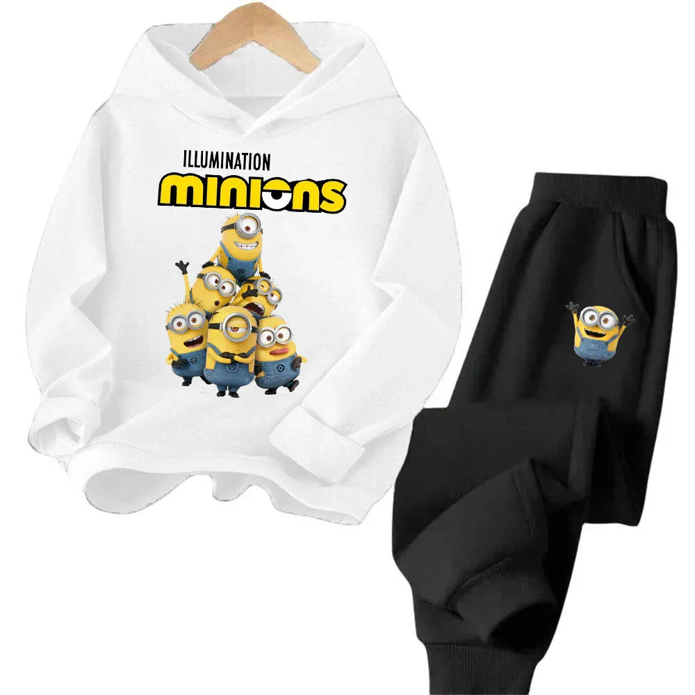 Boys and Girls Cartoon Printed Minions Hoodie Sets