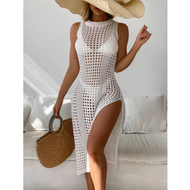 Abrini Women Split Sexy Beach Knitwear Swimsuit