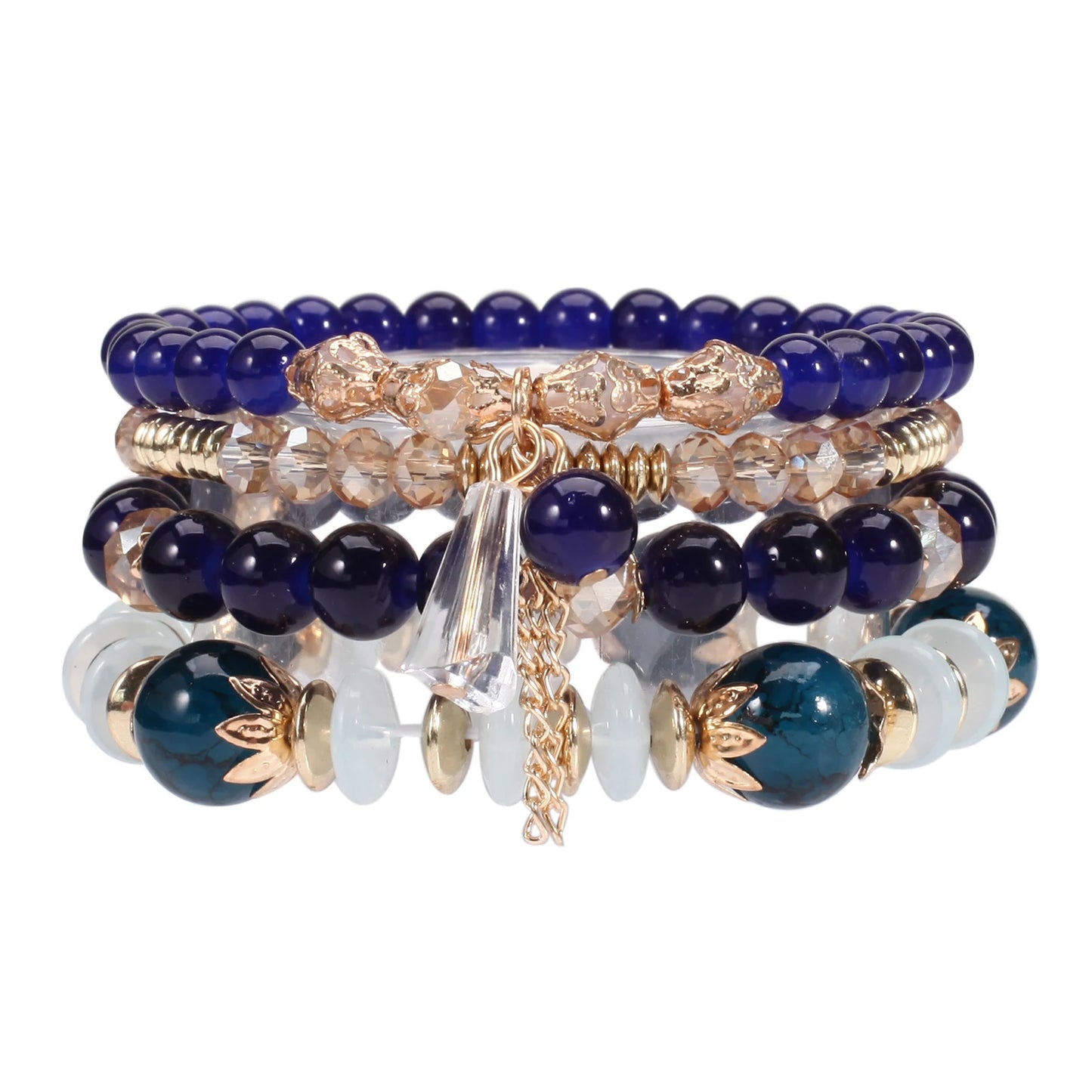 Women Multilayered Bracelet Pendant Charm Stretch Bangles