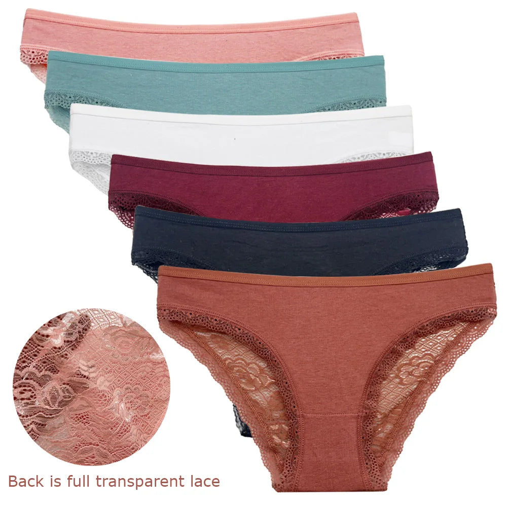 5 PCS New Arrival Low Rise Ladies Sexy Lace Lingerie Cotton Briefs