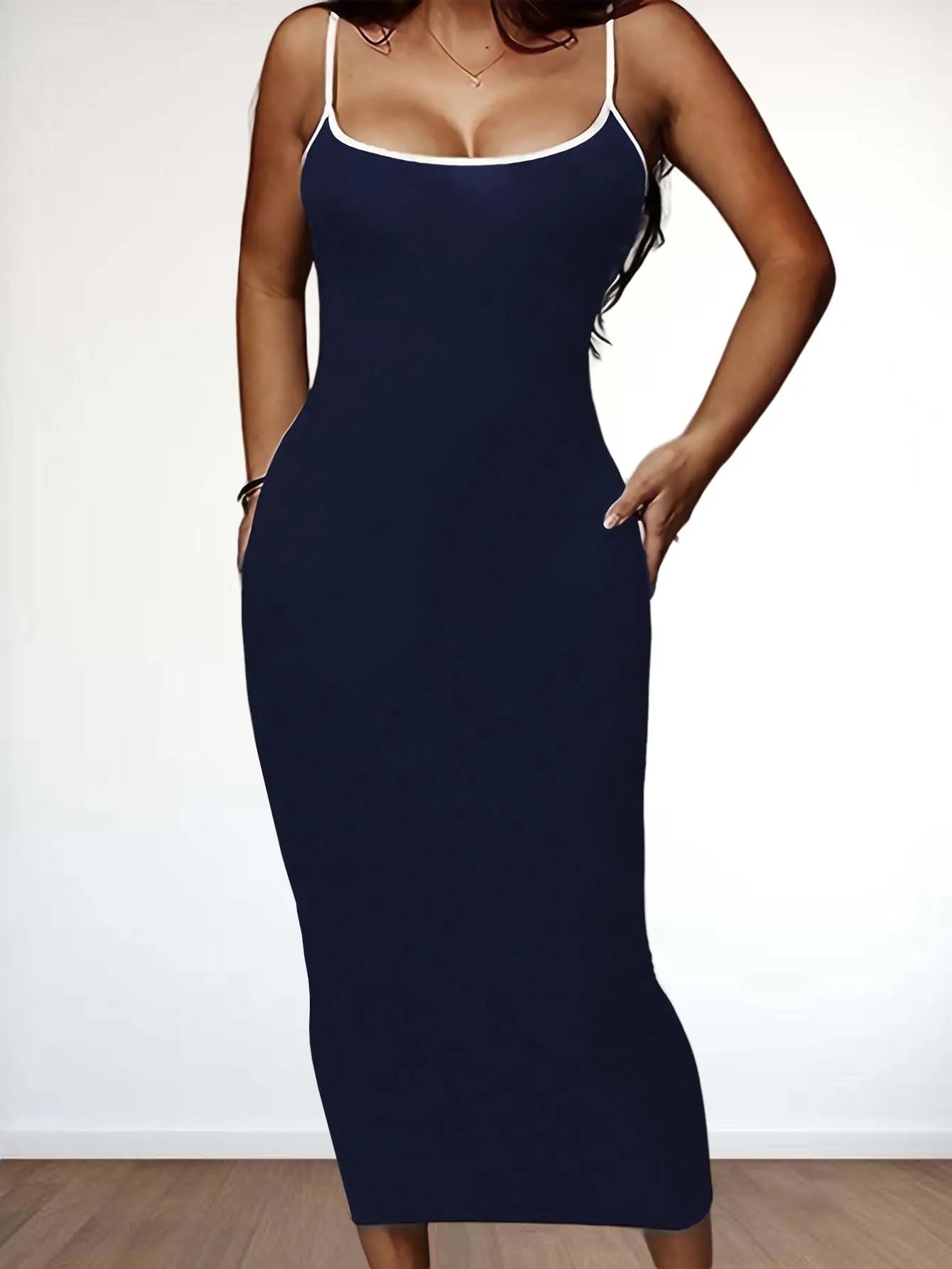 New Women's Fashion Casual Trendy Solid Color Plus Size Dress