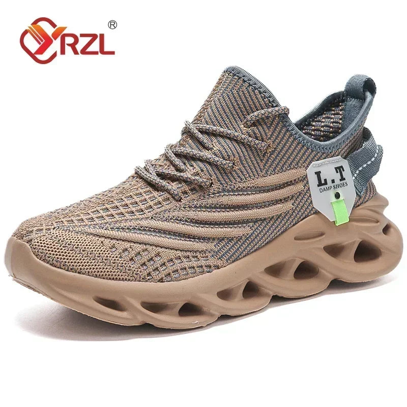 YRZL Men Sports Running Black Casual Jogging Shoes