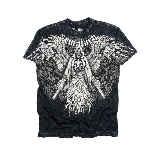 Men's Cotton Retro Punk Hip Hop Graphic Print Oversized T Shirt