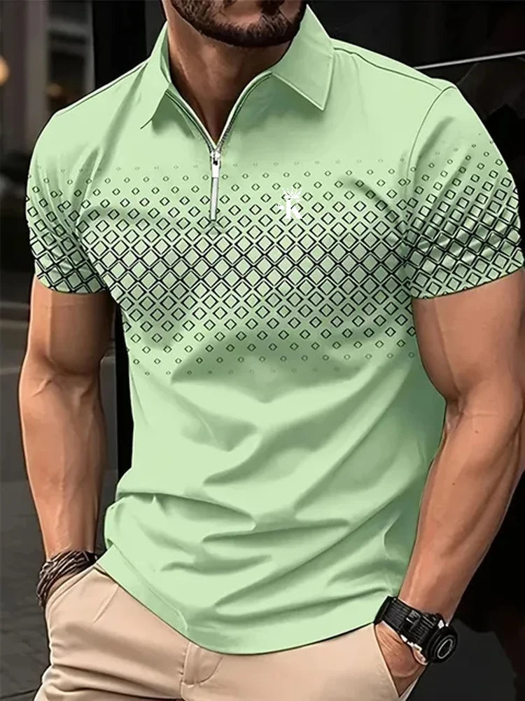 3D Printed Colorful Men's Golf Polo Short Sleeve Shirt