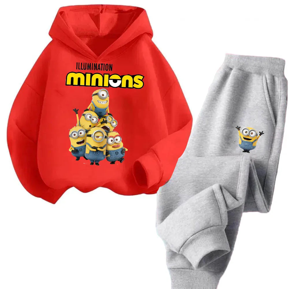 Boys and Girls Cartoon Printed Minions Hoodie Sets