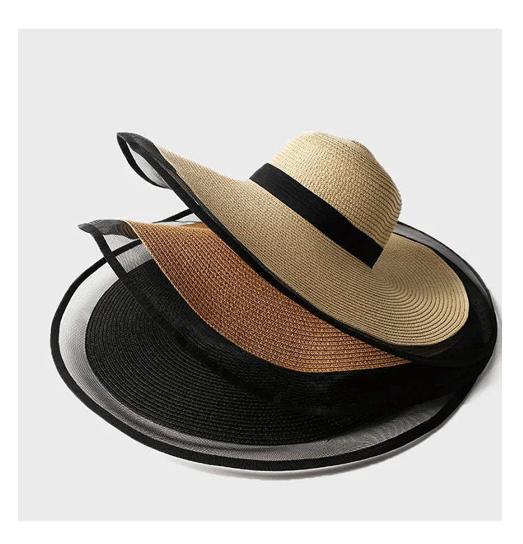 Women Big Brim Sun Visors Bucket Panama Hat