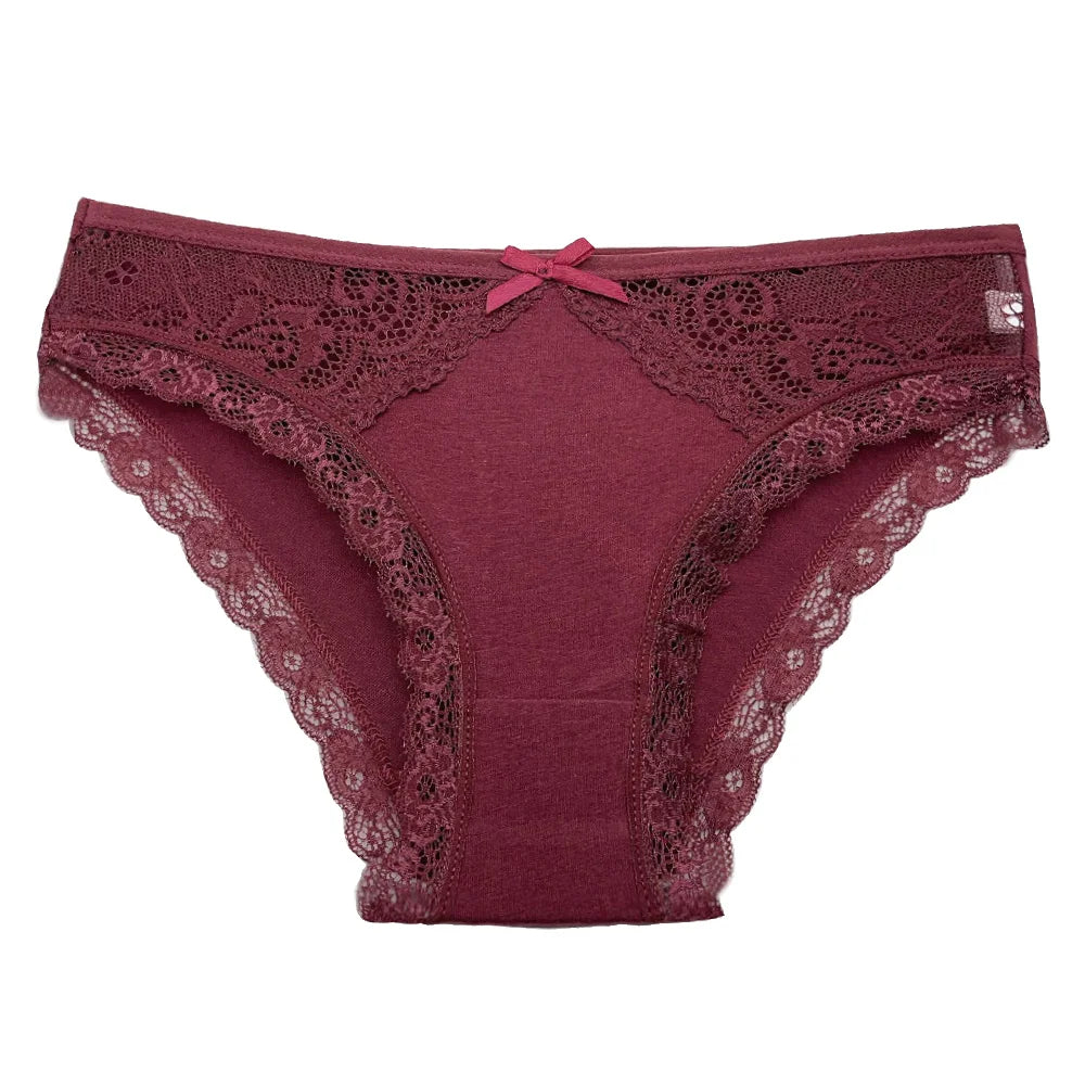 5 PCS New Arrival Low Rise Ladies Sexy Lace Lingerie Cotton Briefs