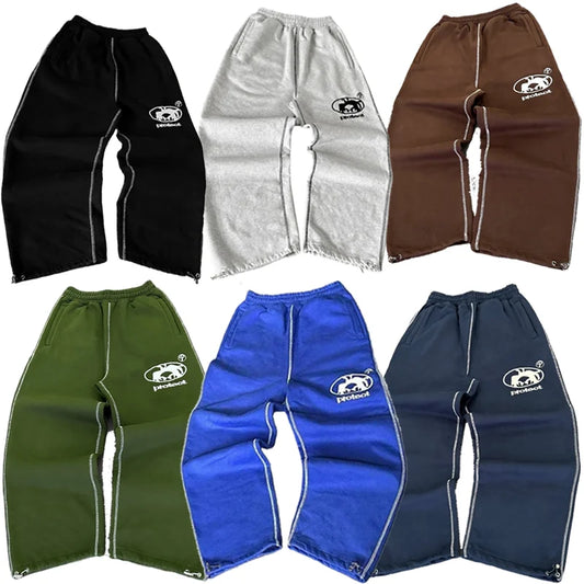 Cargo Joggers Vintage Casual Embroidered Cotton Sweatpants Unisex NEW Fashion Wide Leg Pants Maricon Streetwear