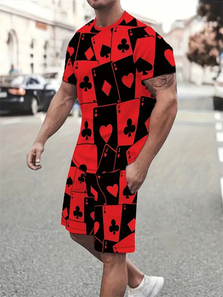 Men's Casual Sportswear T-Shirt & Short Set With King Print