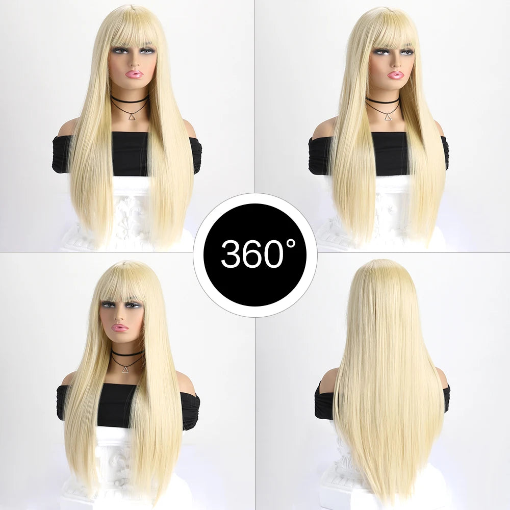 26 Inch Color Wig Long Straight Synthetic Wig for Women Fashion Wig  ﻿