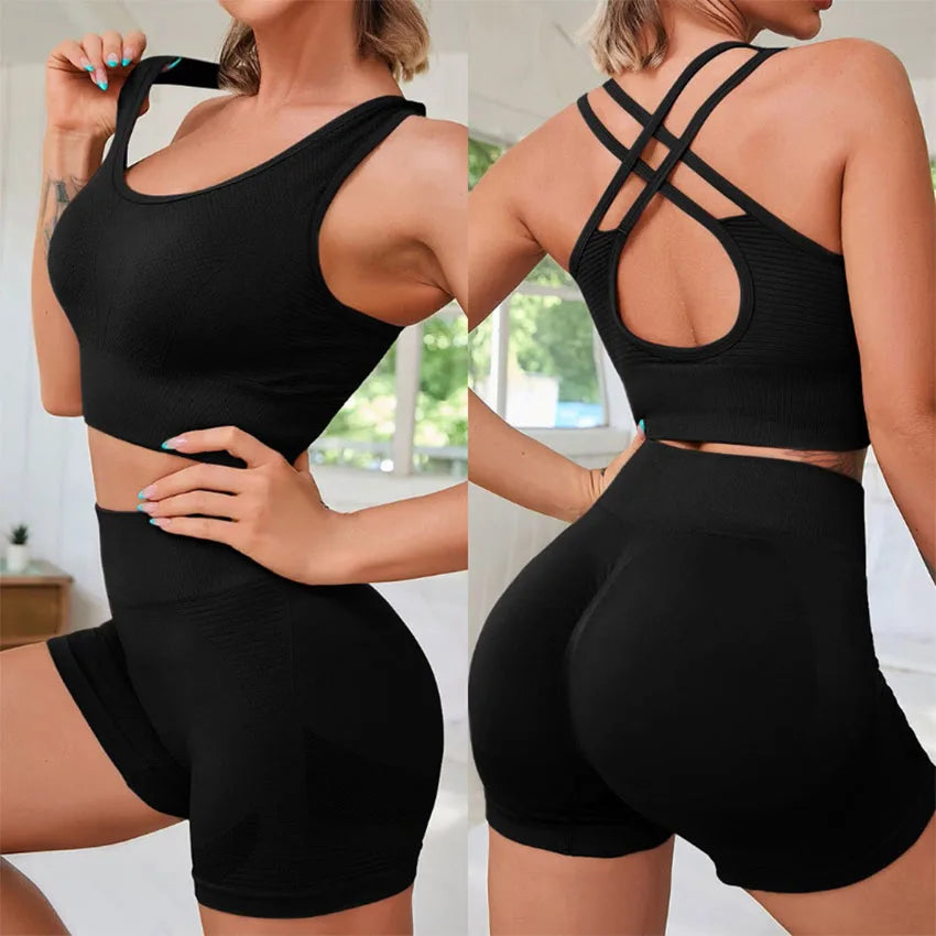 High Waist Leggings with Sports Bra Exercise Set