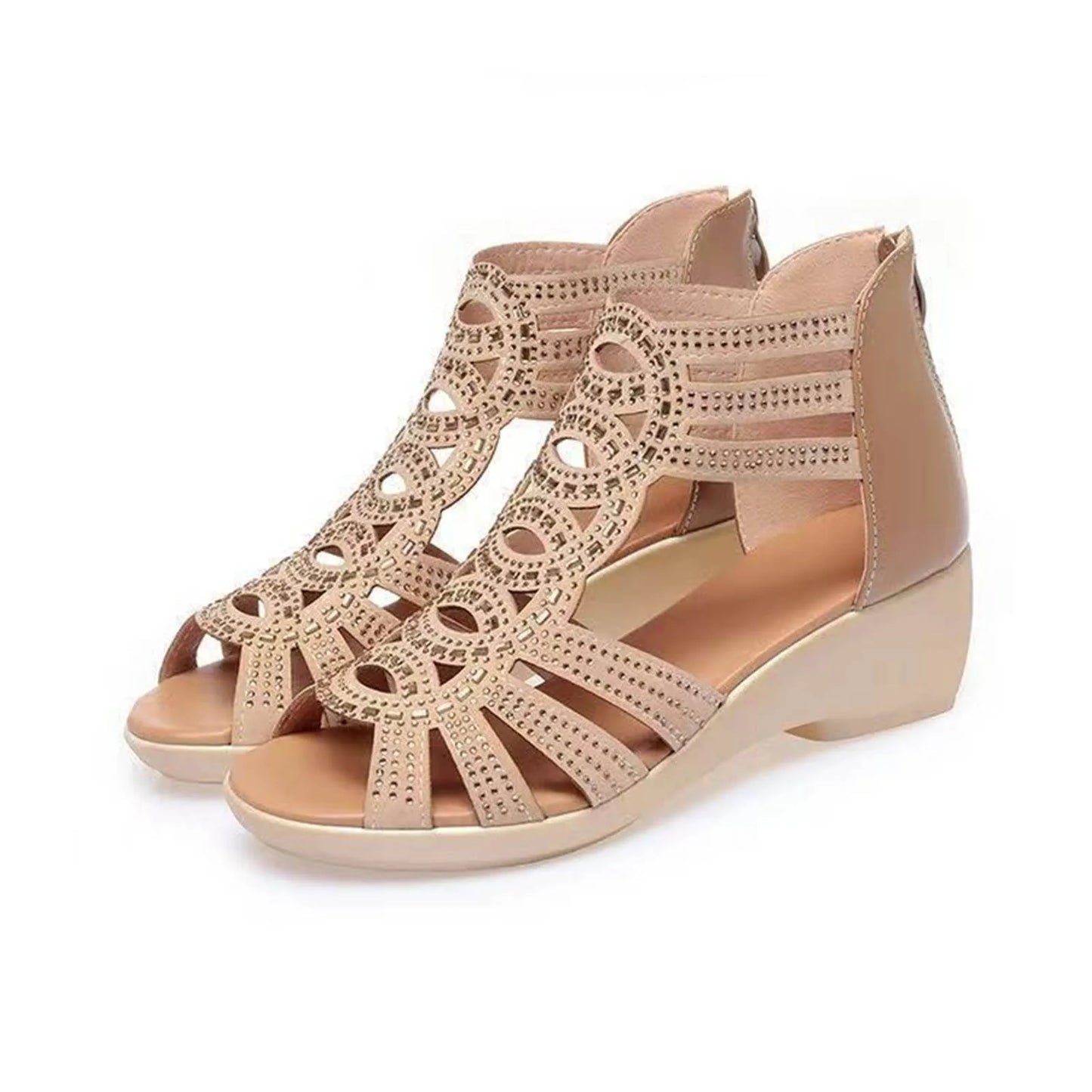 Women Open Toe Outdoor Wedge PU Leather Sandals
