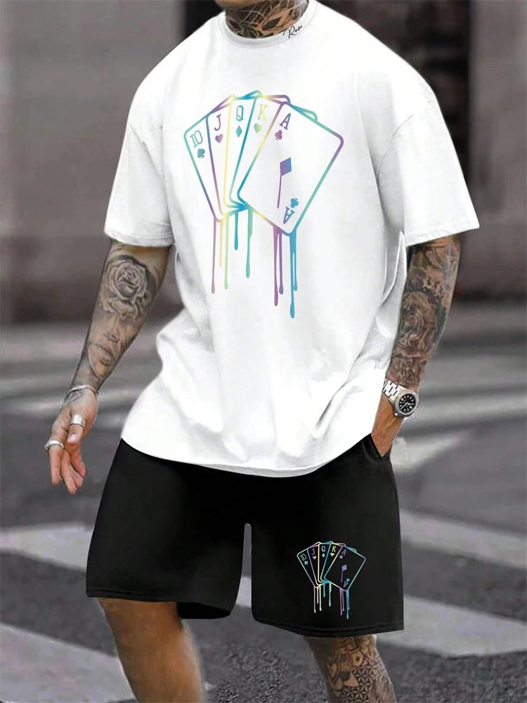 Men's Casual Sportswear T-Shirt & Short Set With King Print
