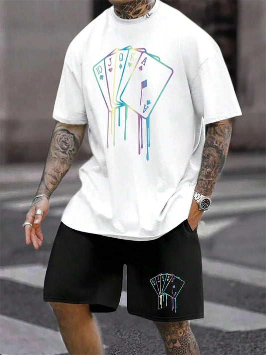Men's Casual Sportswear T-Shirt & Short Set With King Print