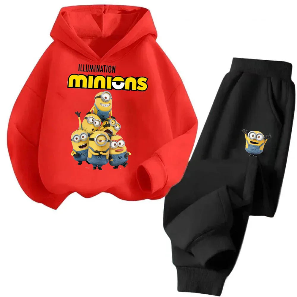 Boys and Girls Cartoon Printed Minions Hoodie Sets