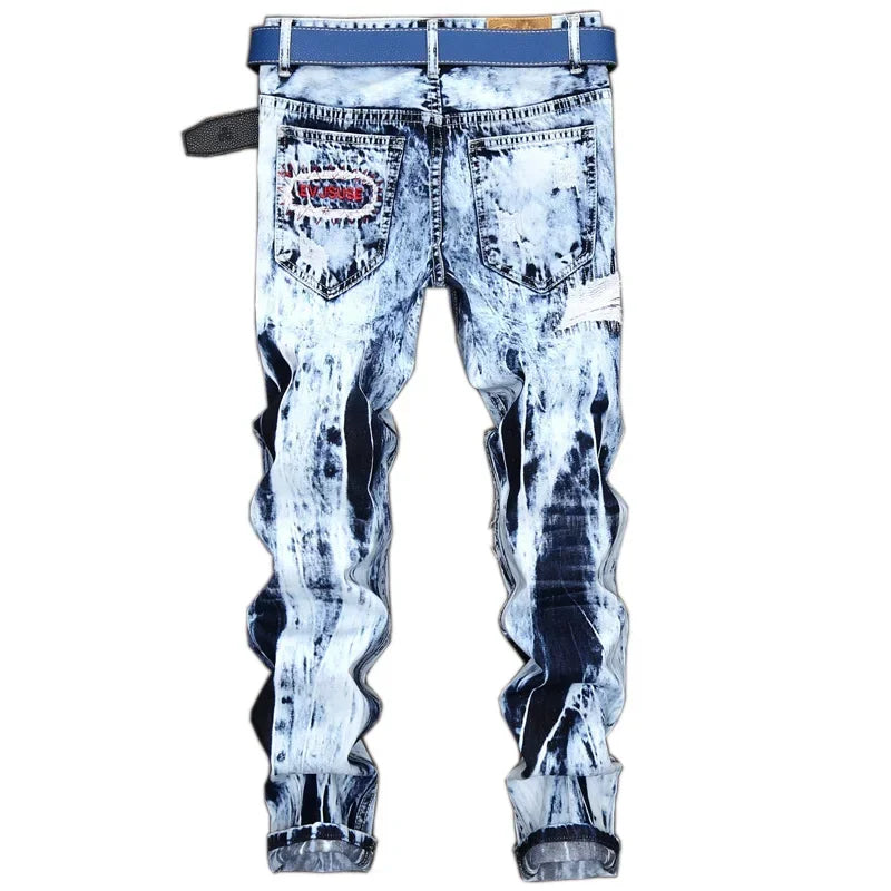 Denim Patchwork Ripped Skinny Jeans