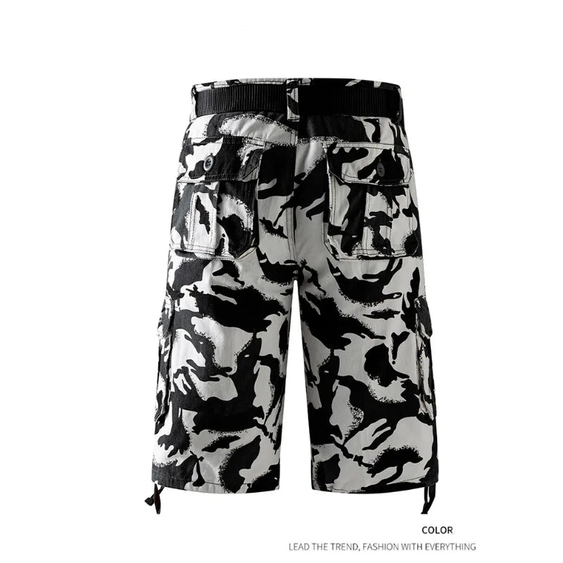 Cargo Knee Shorts Men Sports Plus Size Cotton Half Pants Golf Straight Running Gym Short Pants Casual Bermuda Shorts Comfortable
