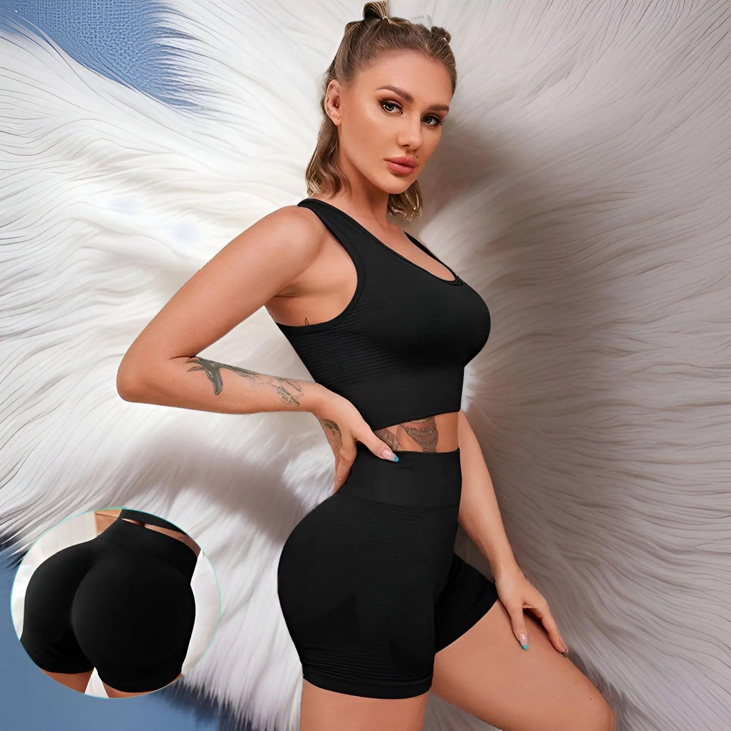High Waist Leggings with Sports Bra Exercise Set
