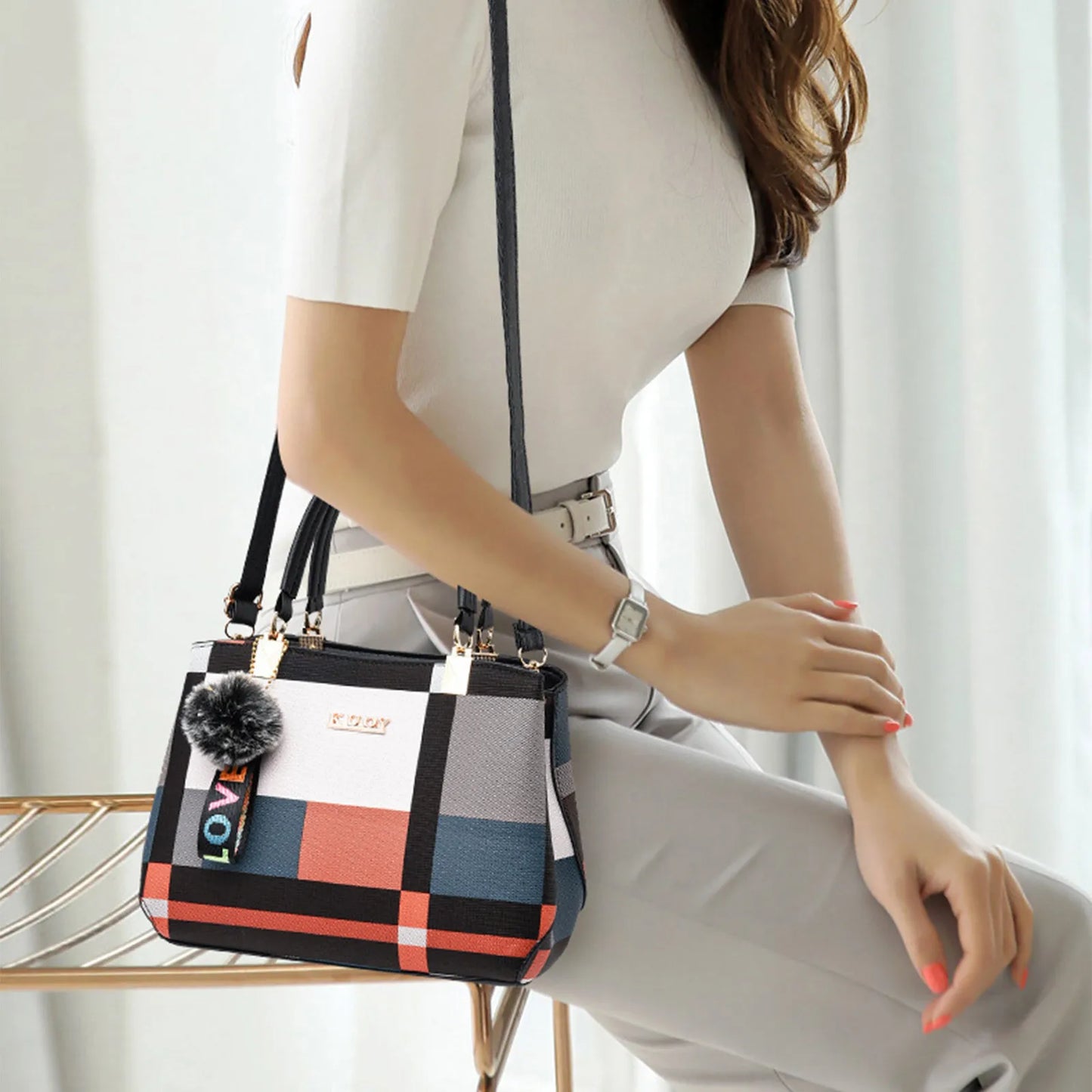 Elegant Fashionable Designer Handbags PU Leather Crossbody Shoulder Bag Top-Hand Tote Bag