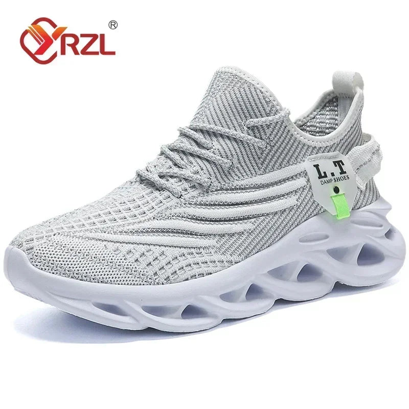 YRZL Men Sports Running Black Casual Jogging Shoes
