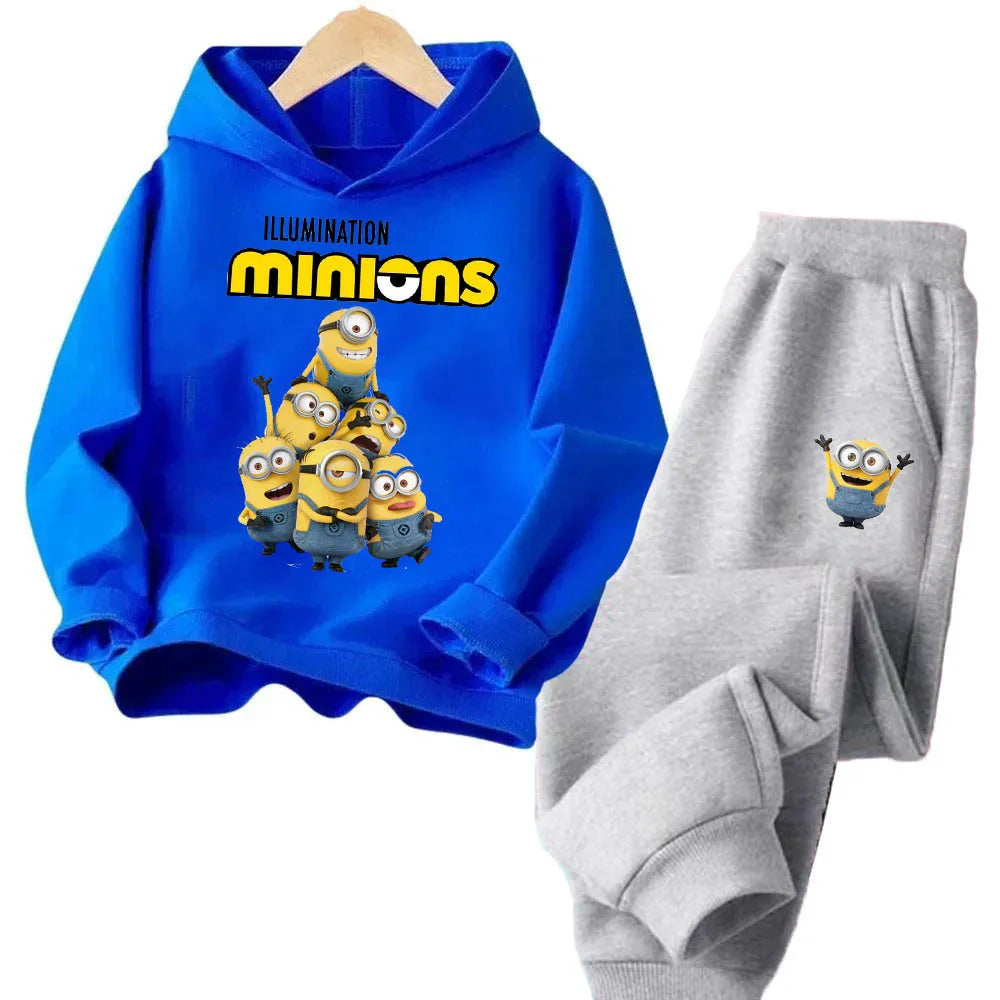 Boys and Girls Cartoon Printed Minions Hoodie Sets