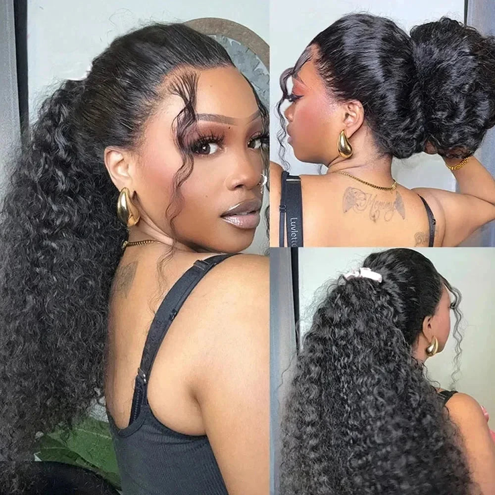 Invisi Strap HD 360 Full Lace Wig Human Hair 250 Density Precut 360 Lace Front Wig Deep Curly Glueless Wig Human Hair Wig