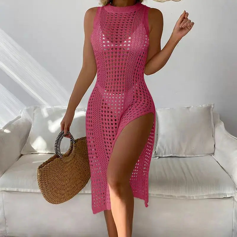 Abrini Women Split Sexy Beach Knitwear Swimsuit