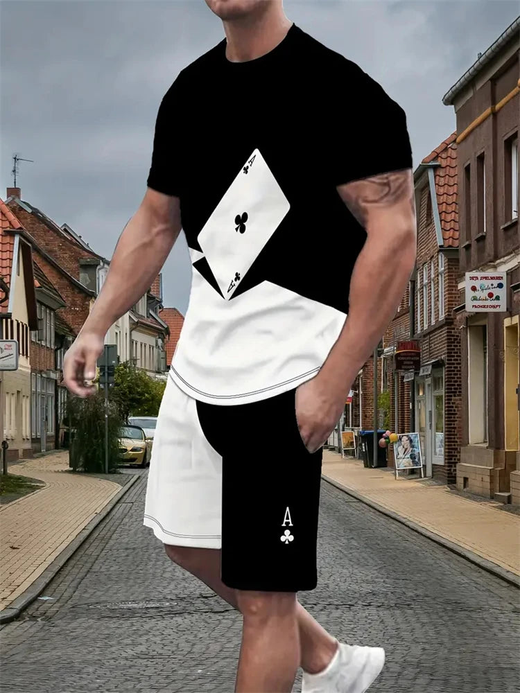 Men's Casual Sportswear T-Shirt & Short Set With King Print