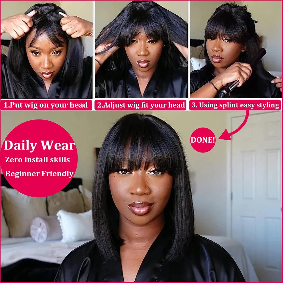 3X1 Middle Part Lace Wig Bob Wings Fashion