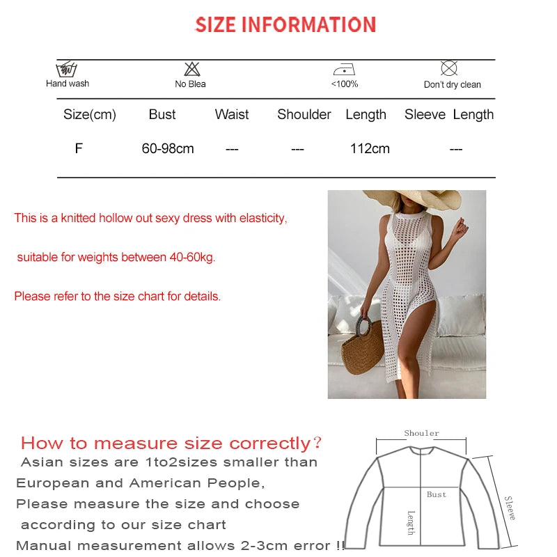 Abrini Women Split Sexy Beach Knitwear Swimsuit